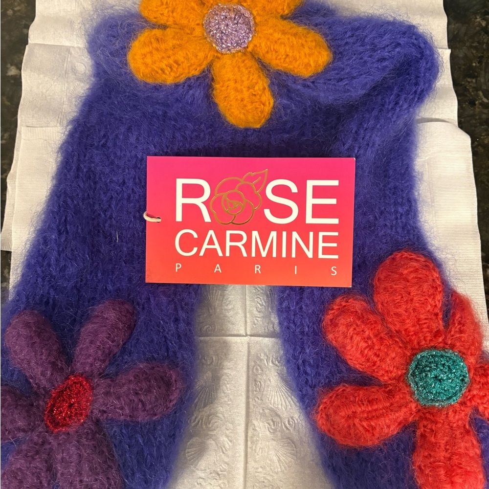Rose Carmine Purple Hat with Colorful Flowers